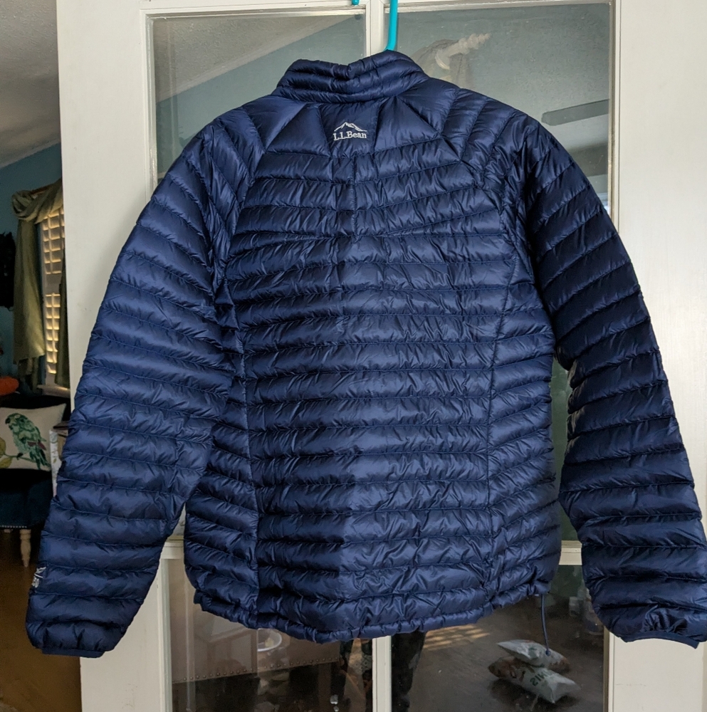 LL Bean Ultralight 850 Down Sweater Jacket Coat In Navy Night size Large Womens - Picture 6 of 8